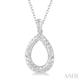 1/20 Ctw Pear Shape Round Cut Diamond Pendant in Sterling Silver with chain